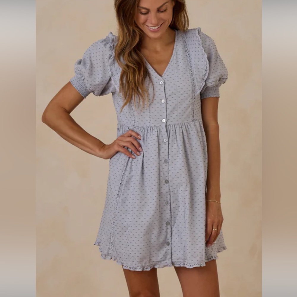 Elegant Blue Button-Down Dress